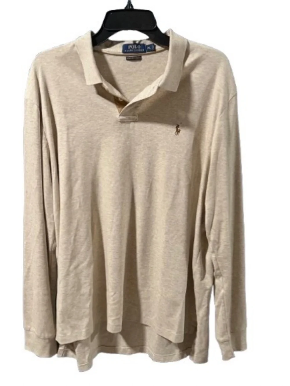 Polo Long-Sleeve Collared Shirt – Beige |XL|